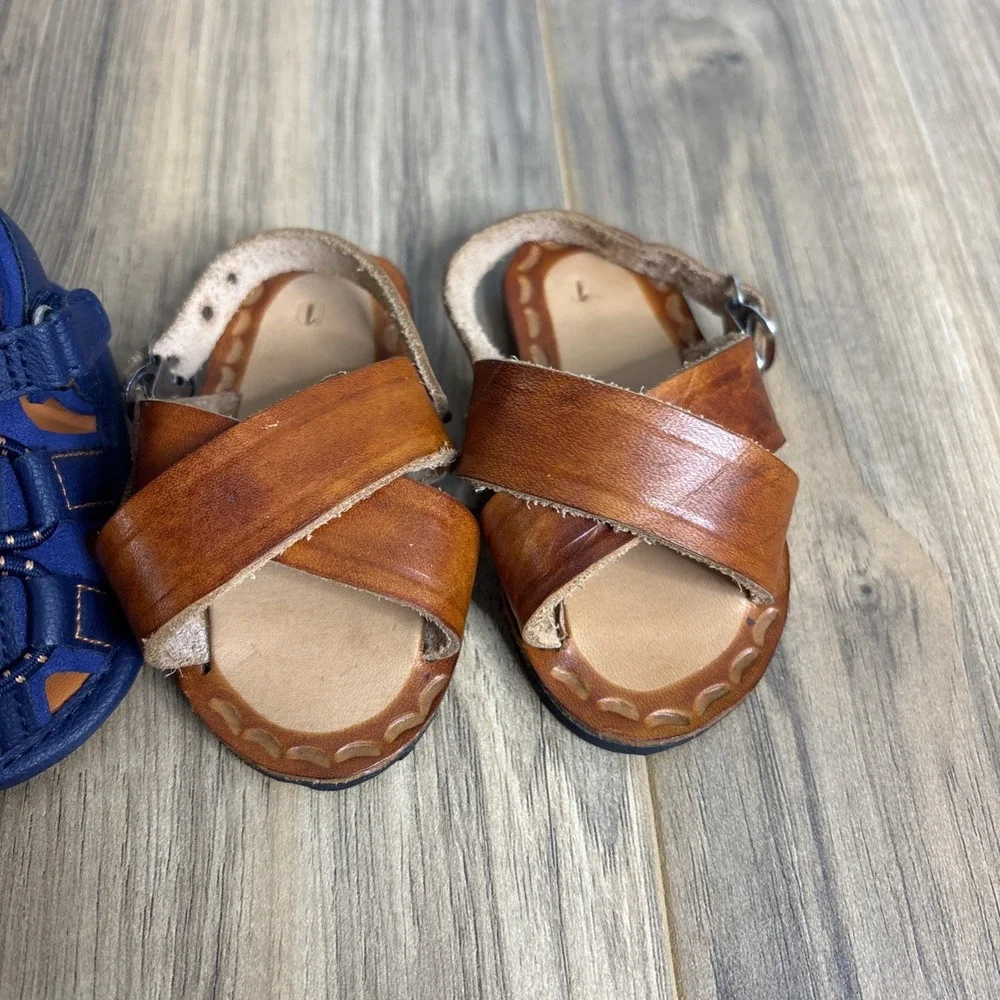 Lot Of 3 Baby Sandler / Western Boots Size 0-3 Month Mixed Styles And Brands EUC